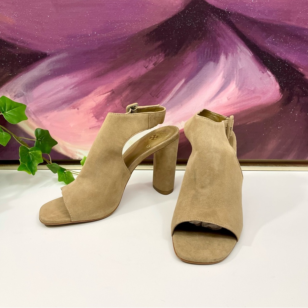 Vince Camuto Crebellan Block Heel Suede Sandal in Tan Size 8.5‎ - Picture 4 of 15